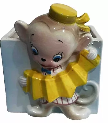 Napco Ceramic Mouse Bow Tie Hat Playing Accordion Planter K5052 Japan Crazed Chi • $19.99