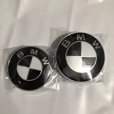 For BMW Badge Emblem Black&White Front Hood & Rear Trunk (82mm & 74mm) 2PCS • $9.99