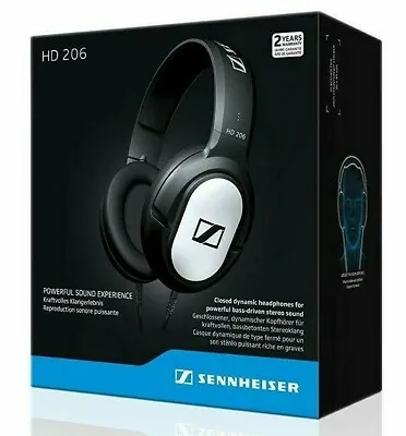 £29.99 • Buy Sennheiser HD 206 Stereo WIRED Headphones Earphones Over Ear Black Silver