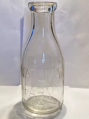 Vintage NATOMA Farm Quart Dairy Bottle - Hinsdale Illinois • $10