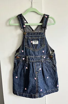 OSHKOSH B'GOSH Girls Denim Heart Skirt Overalls Sz 4 T • $45