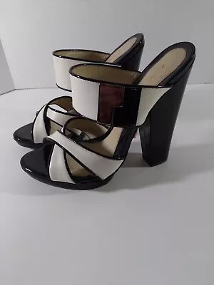 L.a.m.b. Gwen Stefani Womens White Black Cut Out Strappy Platform Shoes Size 7M • $41.99