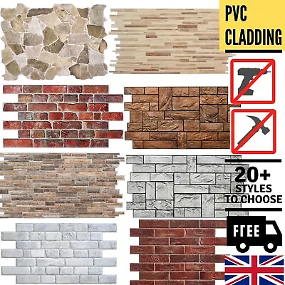 £43.95 • Buy Stone Brick Effect PVC Plastic Wall Covering Panels Decorative Cladding Tiles ✅ 