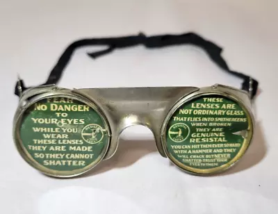 Vintage NOS Resistal Metal Safety Glasses Goggles Eyeglasses W/Paper Label • $59