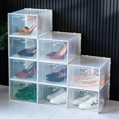 12x Extra Large Stackable Shoe Storage Boxes Foldable Hallway Wardrobe Organiser • £29.95