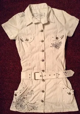 EUC! Women's Chili Pepper London Studded/Embellished White Top/Dress W/Belt Sz S • £57.83