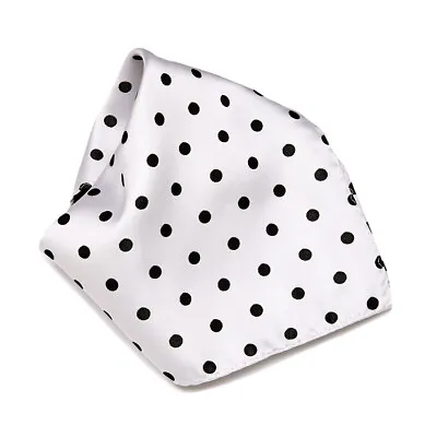 WHITE With BLACK Polka Dots Handkerchief Pocket Square Hanky Men's Handkerchiefs • $7.99