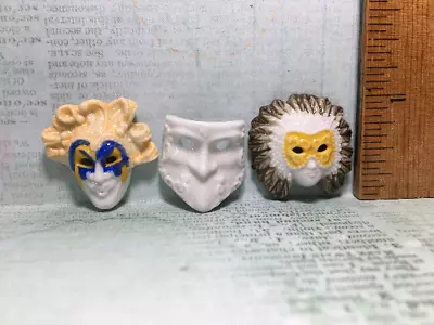 3 VENETIAN MASKS Mask Carnival Mardi Gras French Feves Figurines Miniatures • $11.95