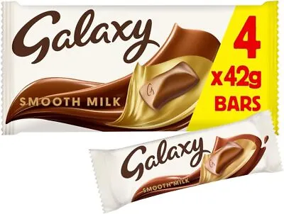 Galaxy Smooth Milk Chocolate Bar Multipack For Sharing 4 Bars Of 42 G Packaging • £2.70
