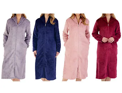 Dressing Gown Slenderella Womens Zip Up Housecoat Embossed Soft Fleece Bath Robe • £34.65