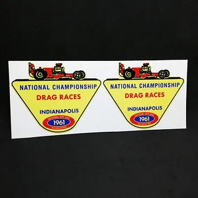 Pair Of NHRA 1961 DRAG RACES Vintage Style DECAL Sticker Rat Rod Racing • $4.69