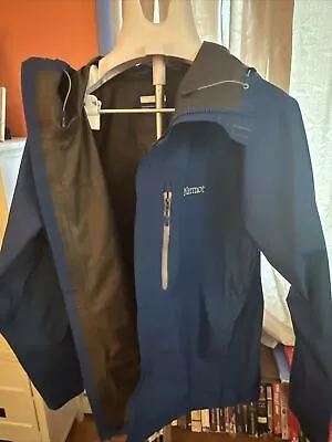 Men’s Marmot Optima GORE-TEX Minimalist Hooded Paclite Waterproof Blue Jacket L • $36