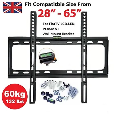 Tv Wall Bracket Mount Slim For 28 30 32 40 42 50 65 Inch Flat 3d Lcd Led Plasma • £6.99