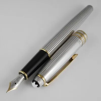 Montblanc Meisterstuck Solitaire Sterling Silver Pinstripe 144 Fountain Pen F • $799