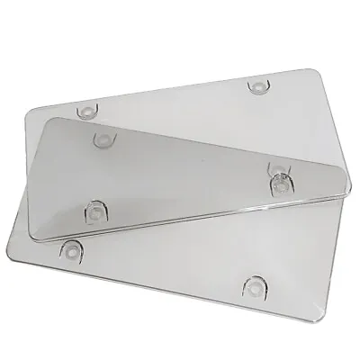 $11.49 • Buy 2x Flat License Plate Cover Tag Protector Shield Tinted Plastic Smoked Clear US