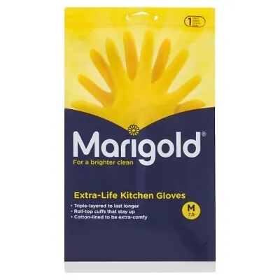 Marigold Yellow Kitchen Bathroom Cleaning Gloves Hand Protection Size Medium • £4.69