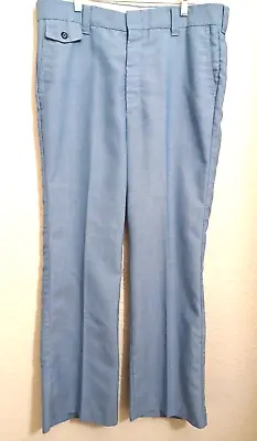 Vintage Mens 36 X 30 Pants FARAH Flare Leg Light BLUE Chambray  Disco • $35.41