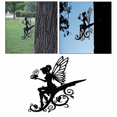 Outdoor Garden Metal Art Fairy Silhouette Ornament For Enterway Backyard • £11.14