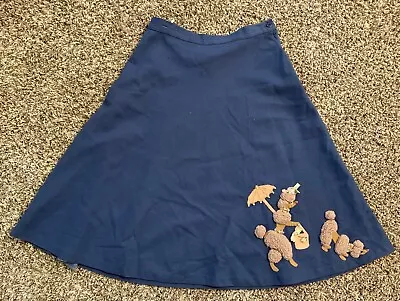 Vintage Handmade Blue Poodle Skirt 50's Costume Style 28 Waist 27” Length • $40