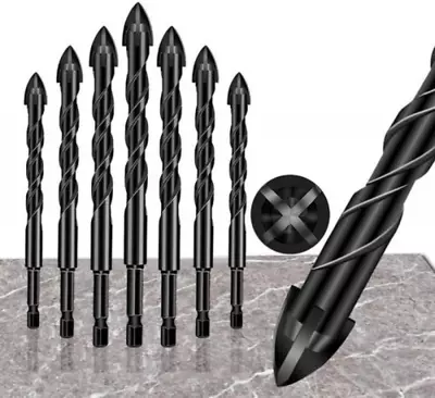 4-Edge Cross Drill Bit Set 7pcs Masonry Drill Bit Set Hex Shank Drill Bit Set • $14.65