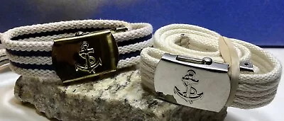 US Navy Merchant Marine Engineer Men’s White Rope Military Uniform Belt Set USA • $12.95