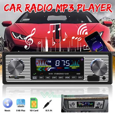 LCD Car MP3 Player FM Vintage Car Radio Stereo Modern Bluetooth AUX SD Host New • $27.99