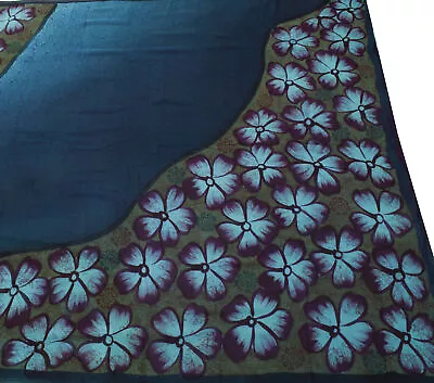 Sushila Vintage Saree 100% Pure Georgette Silk Multi-Color Printed Craft Fabric • $31.99