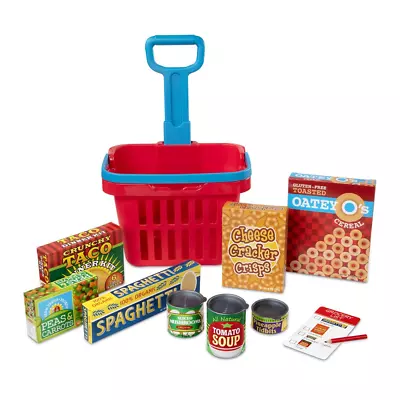 Fill And Roll Grocery Basket Play Set With Play Food Boxes And Cans (11 Pcs) NEW • $18.98