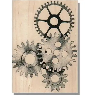 Wood Rubber Stamp Steampunk Gears Background Gear Clock Gears Parts Wheel • $11.93