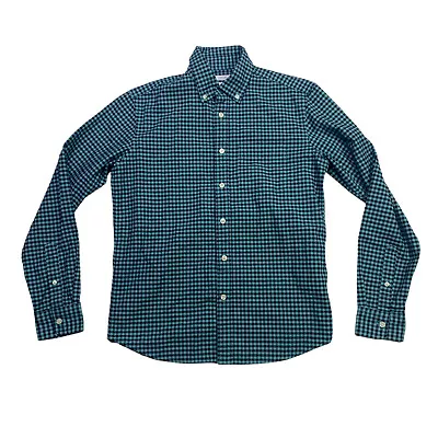 Gap Untucked Button Front Shirt Mens Size XS Turquoise Gingham Plaid Long Sleeve • $18.88