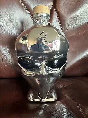 Outer Space Vodka Chrome Glass Bottle Alien Head EMPTY  • $26.66
