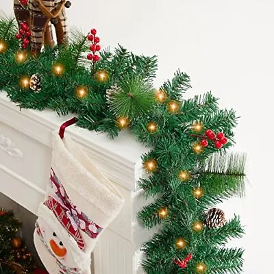 9 Ft Pre-lit Lighted Christmas Garland Decoration With Timer Battery Operate... • $45.87