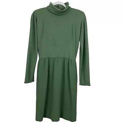 Vintage 80s-90s Oscar De La Renta Dress Size 6 Green Mock Neck Union Made Label • $244.88