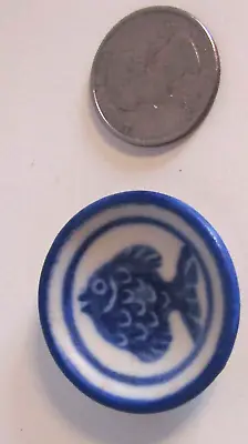 Artisan Pottery Miniature Dollhouse Fish Plate Signed Alvin? • $19.99