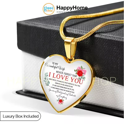 To My Wife Heart Necklace Love Gift For Wife Never Forget That I Love You -N484 • $55.31