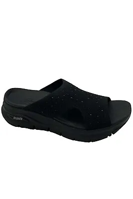 Skechers Arch Fit Pearl Embellished Slide Sandals Black • $42.99