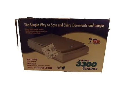 Visioneer 3300 Flatbed Scanner - New In Box - Parallel Port Complete.   • $39.47