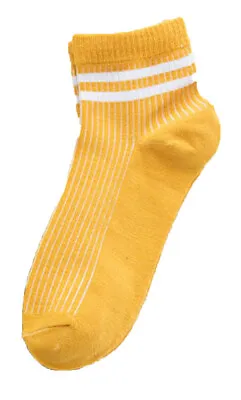 Ladies Casual College Sports Cotton Ankle Socks With Stripe 1 Pair Size 4-5.5UK • £3.25