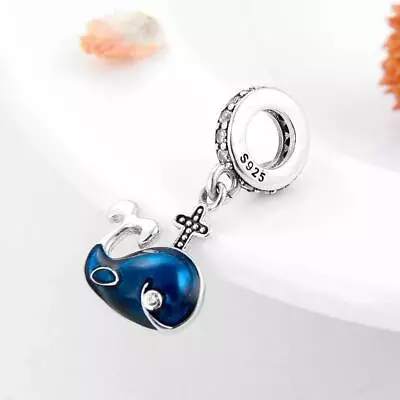 $28.50 • Buy BLUE WHALE S925 Sterling Silver Bead Charm By Charm Heaven 