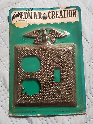 NOS Vintage 1970s Edmar Creations Hammered Metal W/ Eagle Switch Outlet Cover • $18.07