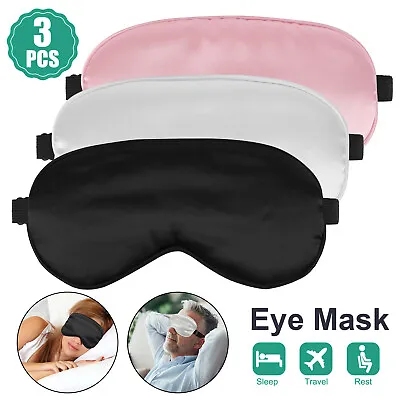 $9.48 • Buy 3Pcs Travel Eye Mask Sleep Soft Padded Shade Cover Rest Relax Sleeping Blindfold