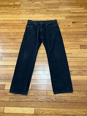Levi's 505 Jeans Men's Size 36x32 Black Dark Wash Denim Straight Leg Regular Fit • $15.95