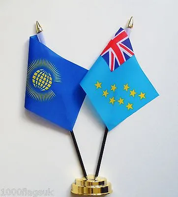 Commonwealth & Tuvalu Double Friendship Table Flag Set • £9