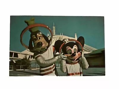 Postcard - Disney World Mickey Mouse Goofy Space Suits In Front Of Tomorrowland • $6.45