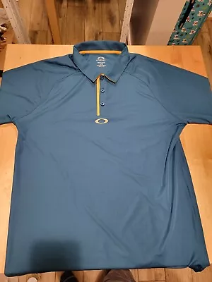 Oakley Polo Golf Shirt Adult Large Hydronic Teal  Blue Casual Mens • $12.99