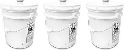 ATERET 5 Gallon White Bucket & Pour Spout Lid-Durable 90 Mil All Purpose Pail • $49.90