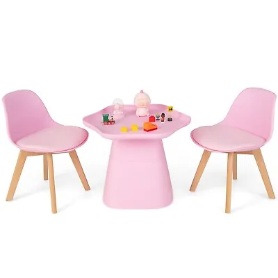 3 PCS Kids Table And Chairs Set Toddler Activity Table And Chairs With Backrest • £64.95