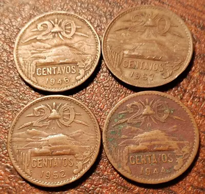 4 Mexicanos 20-centavos Set Bronze 4 Different Dates 1944-46-52-67 • $7.99