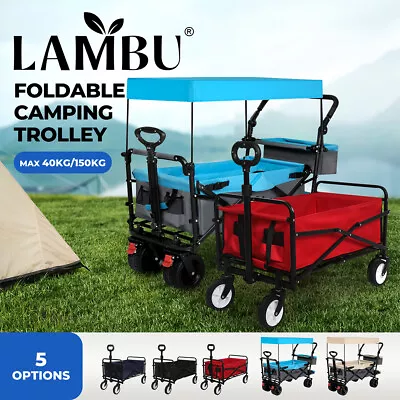 Lambu Garden Cart Wheelbarrow Camping Trolley Beach Utility Wagon Foldable Brake • $79.99