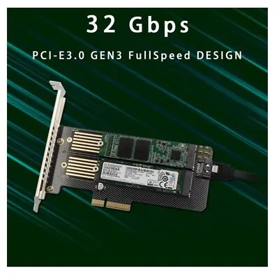 M.2 NGFF To Computer SATA Dual SSD PCI PCIe X4 X8 X16 NVMe Express Adapter Card • $19.25